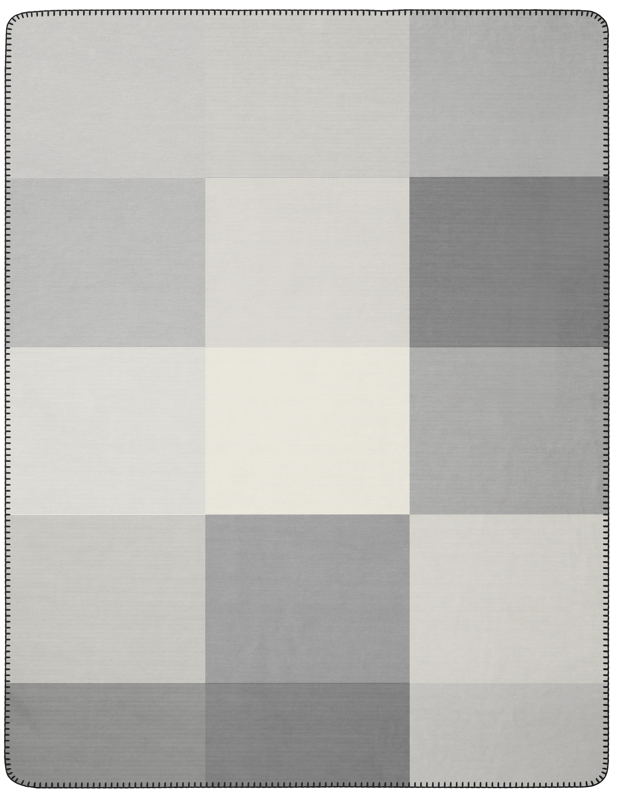 grau karierte Wohndecke "Colourfields grey" mit Zierstich