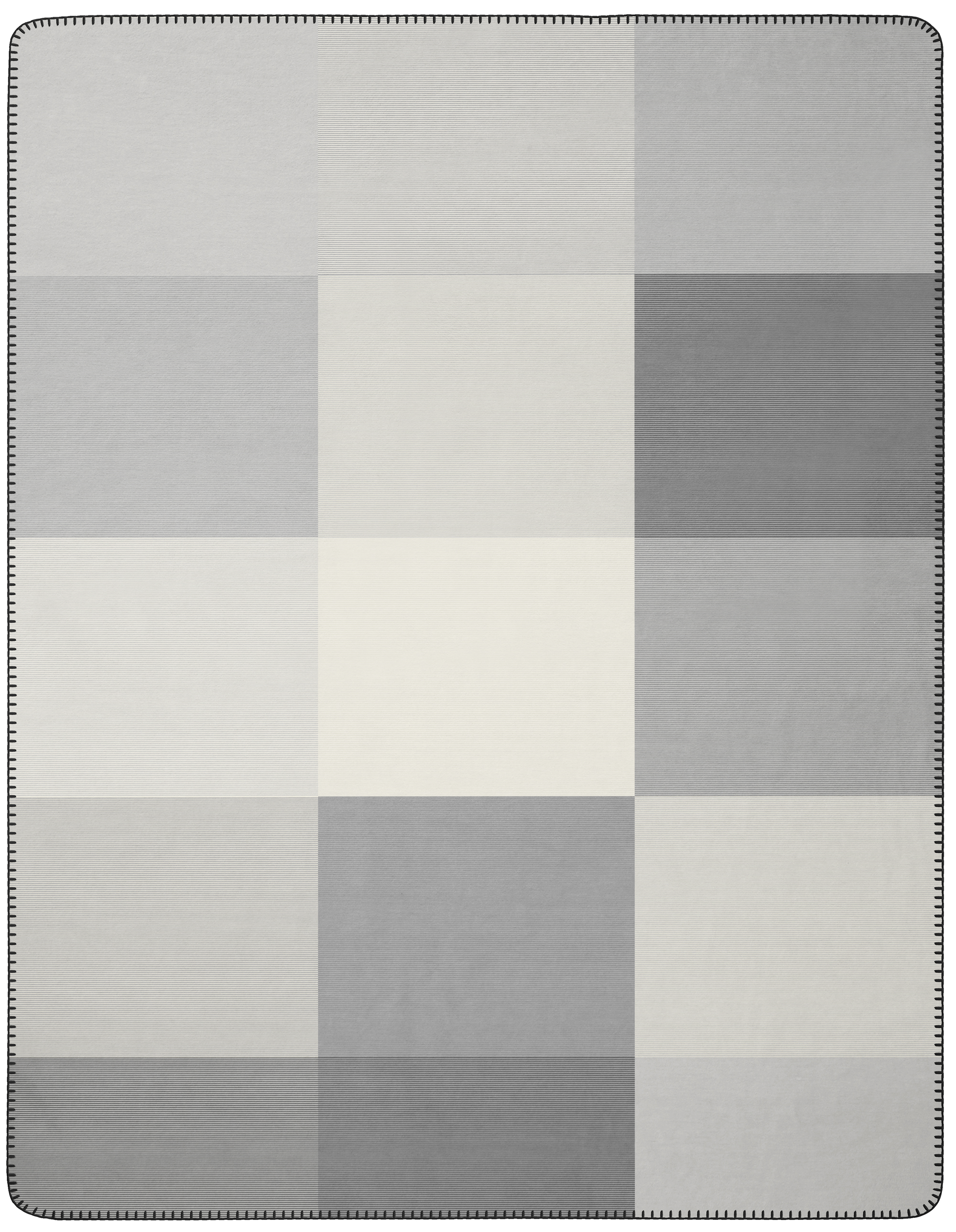 grau karierte Wohndecke "Colourfields grey" mit Zierstich