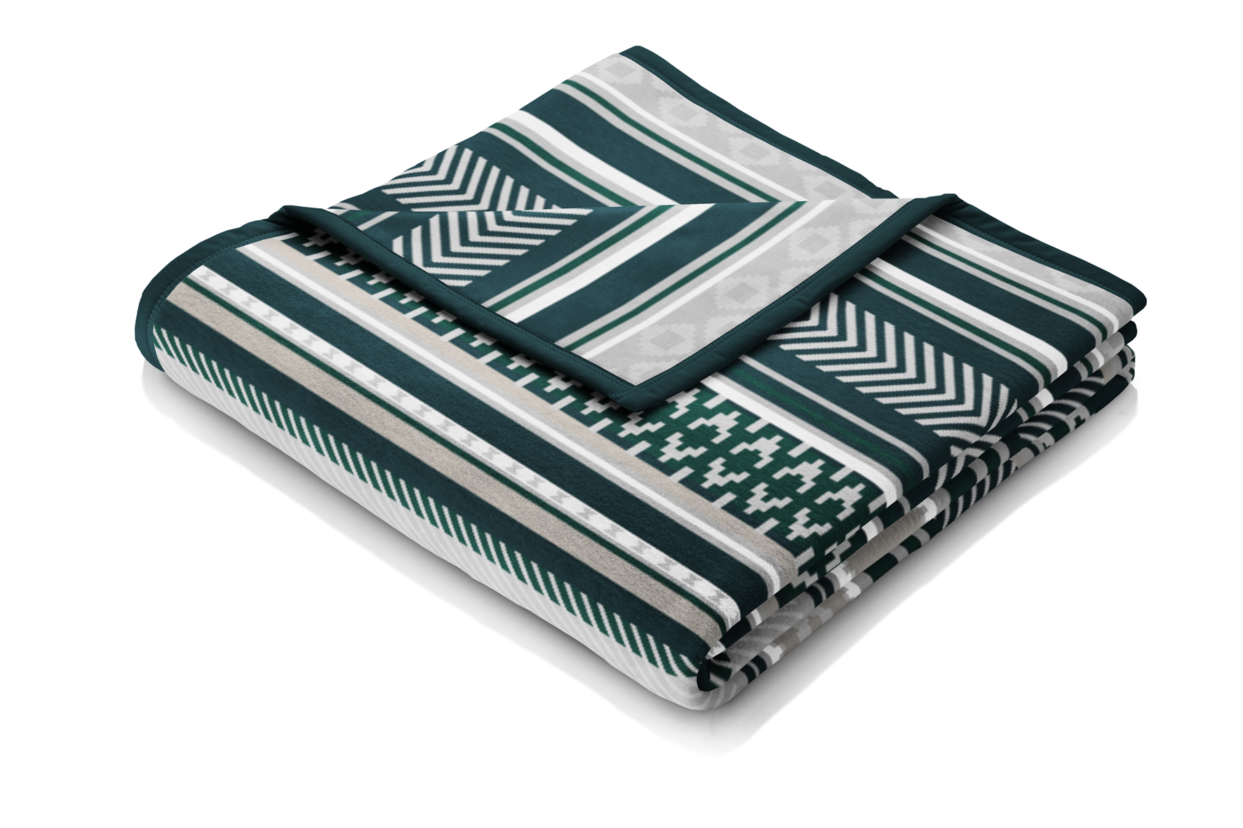 Poncho "Ethno Petrol" Biederlack Poncho Päckchenbild