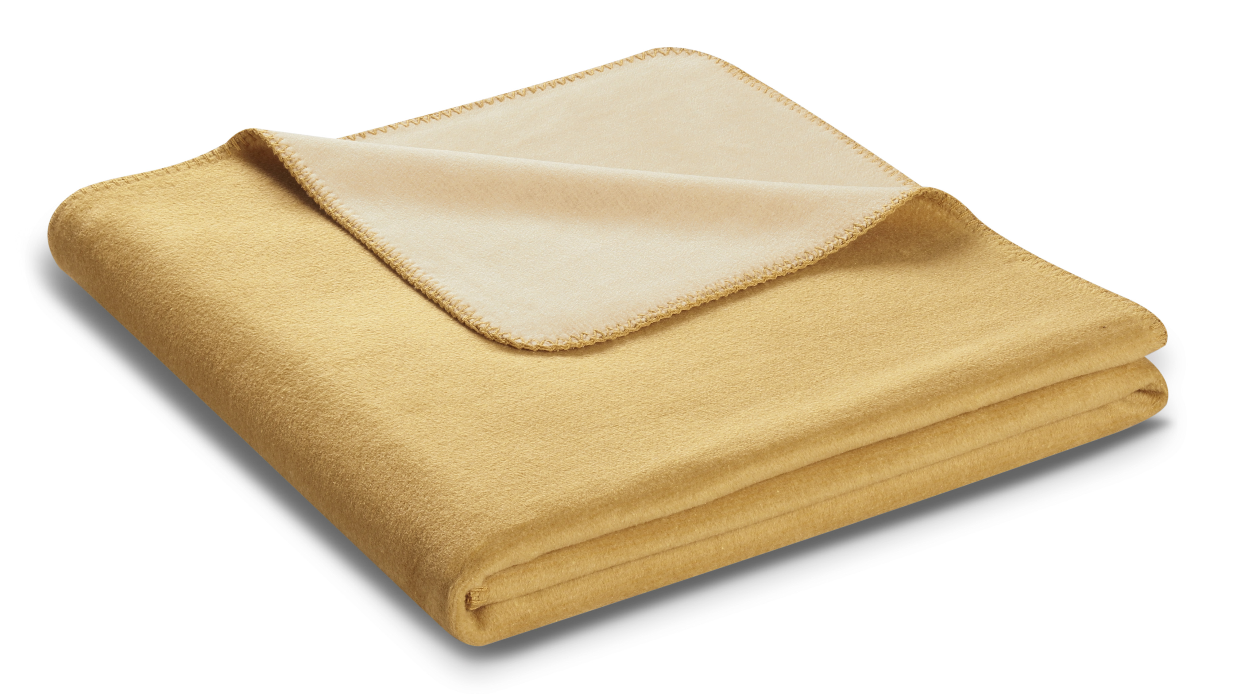 Wohndecke "Melange Doubleface" aus Baumwollmischgewebe in 150x200 cm in Honig-Creme - Päckchen