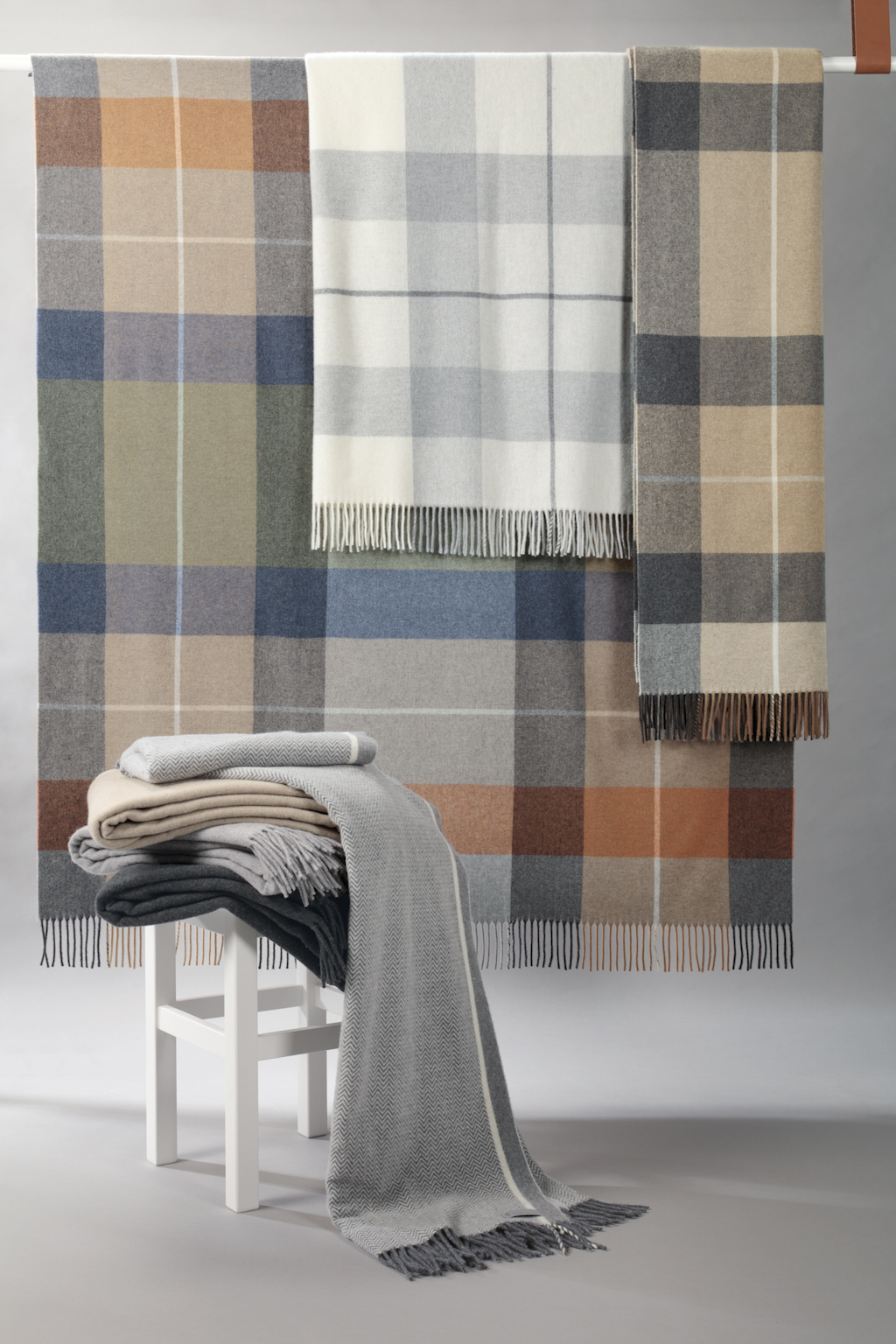 kariertes Wollplaid "Quito" in 130x170 cm in beige - weitere Plaids