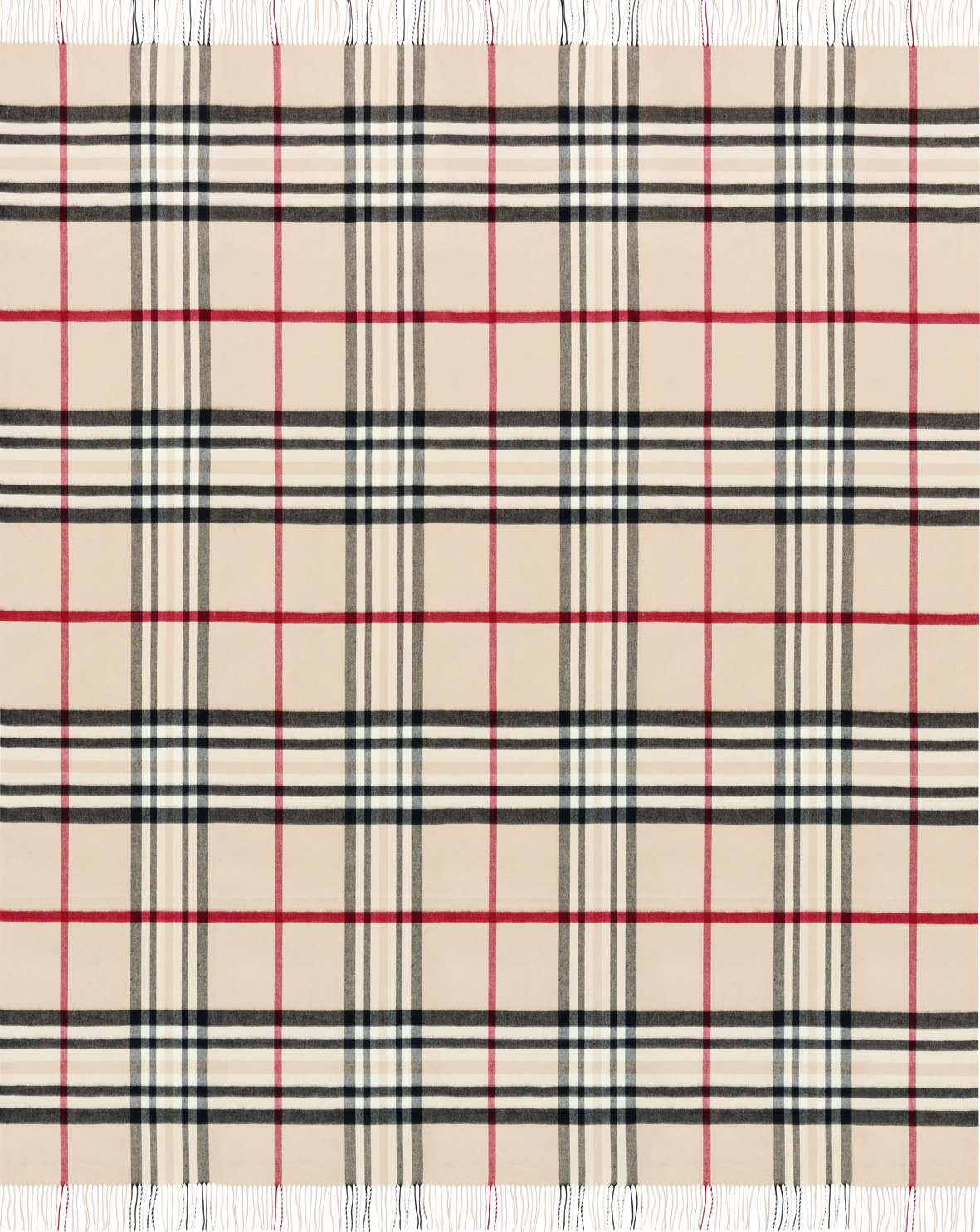beige-rot kariertes Fransenplaid