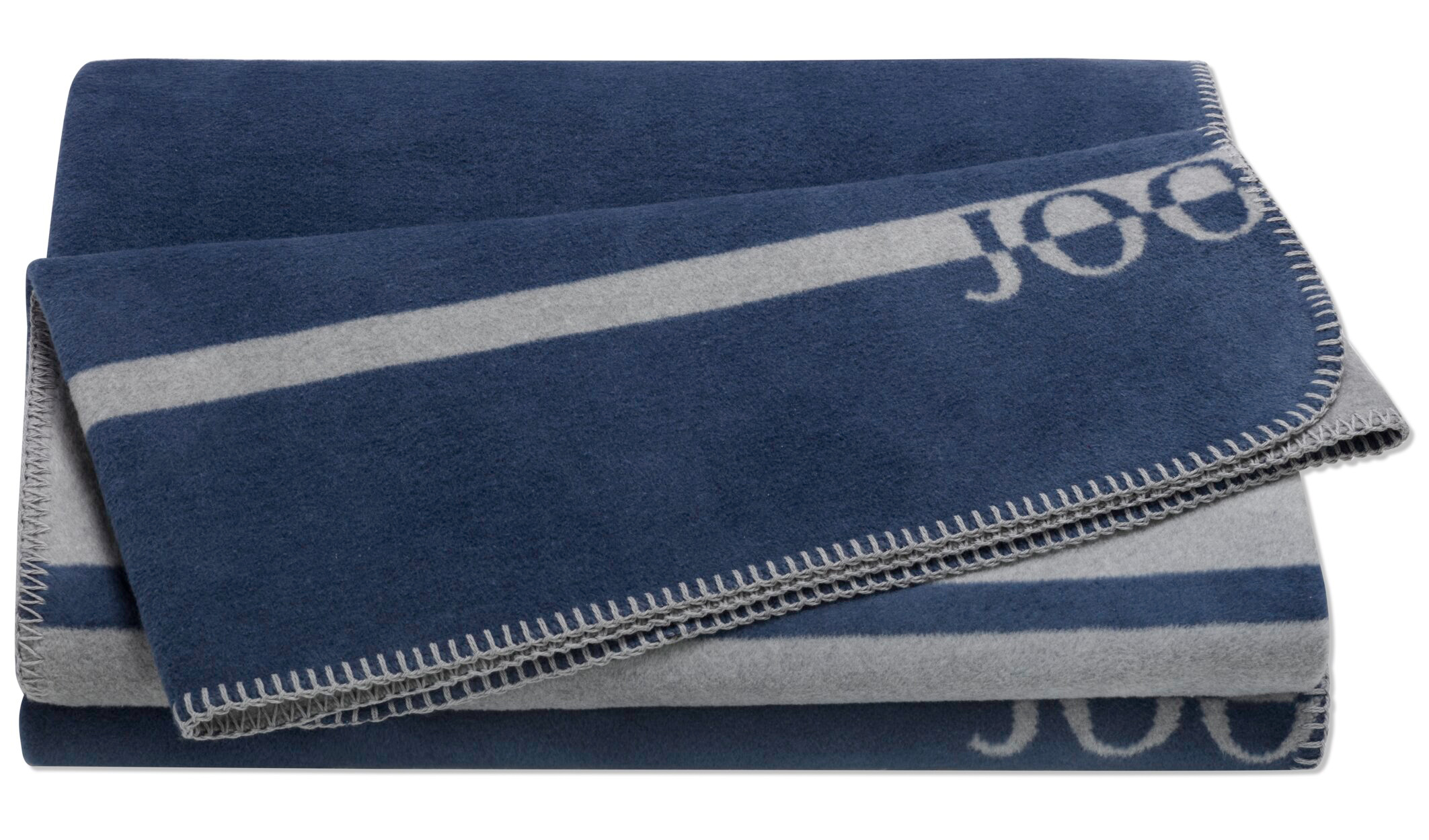 Wohndecke JOOP! Logo-Stripes navy Päckchenbild