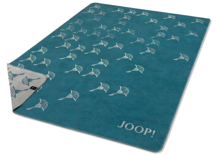 Wohndecke JOOP! FADED Cornflower aqua Freisteller umgeklappt