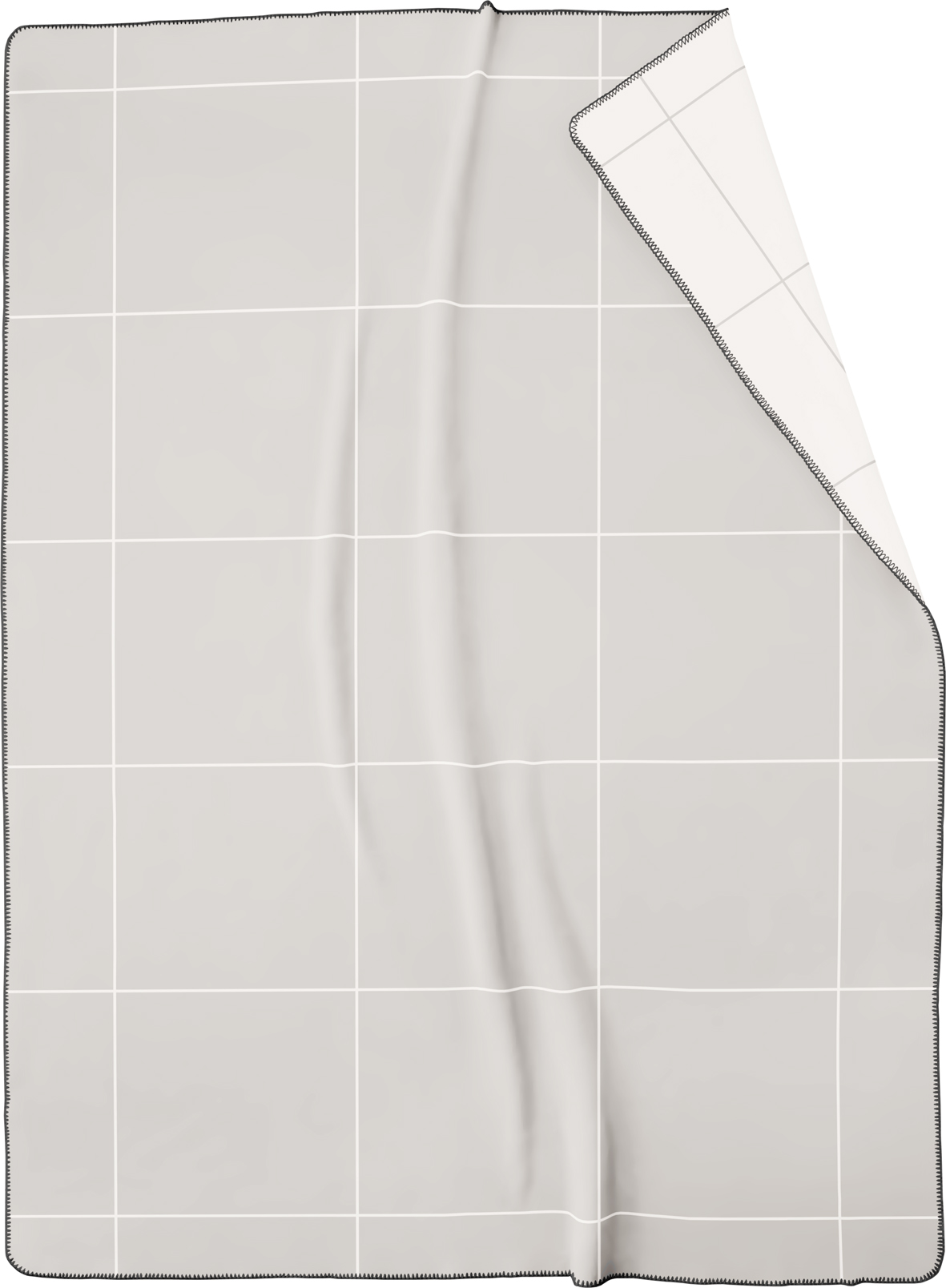 Wolldecke "Grid" mit grobem Karo-Muster in grau - Freisteller