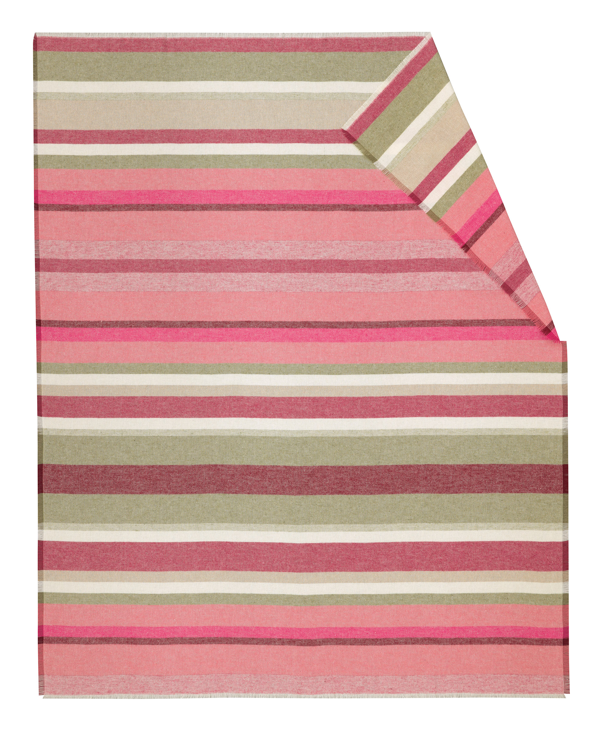 Fransenplaid Stripe Out Pink Freisteller umgeklappt