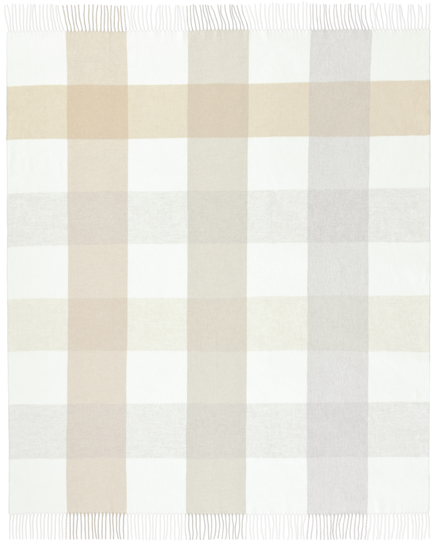 kariertes Fransenplaid aus hochwertiger Baumwollmischung "Blocking" in beige