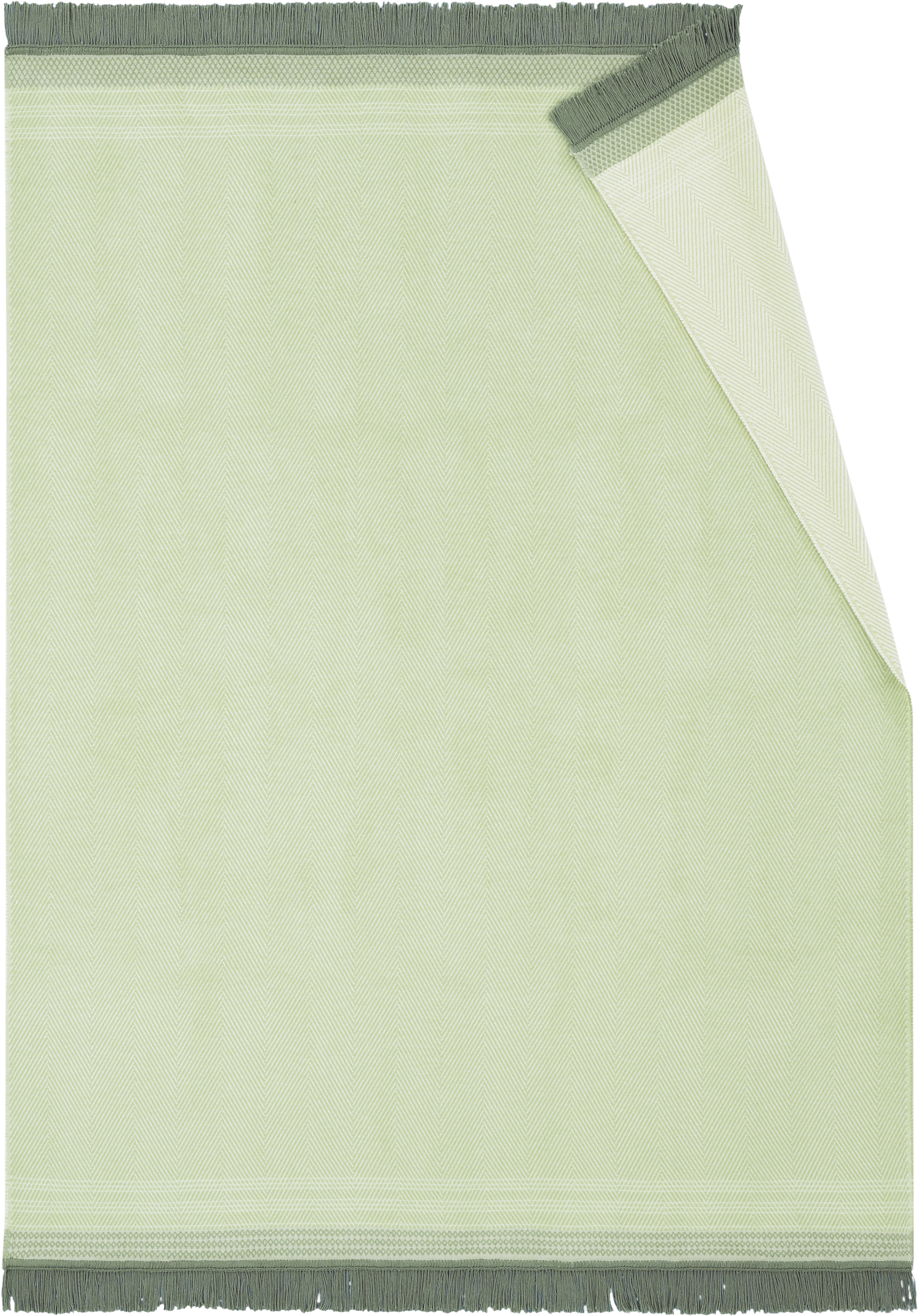 Kuscheldecke Sense green mit Fransen Freisteller glatt