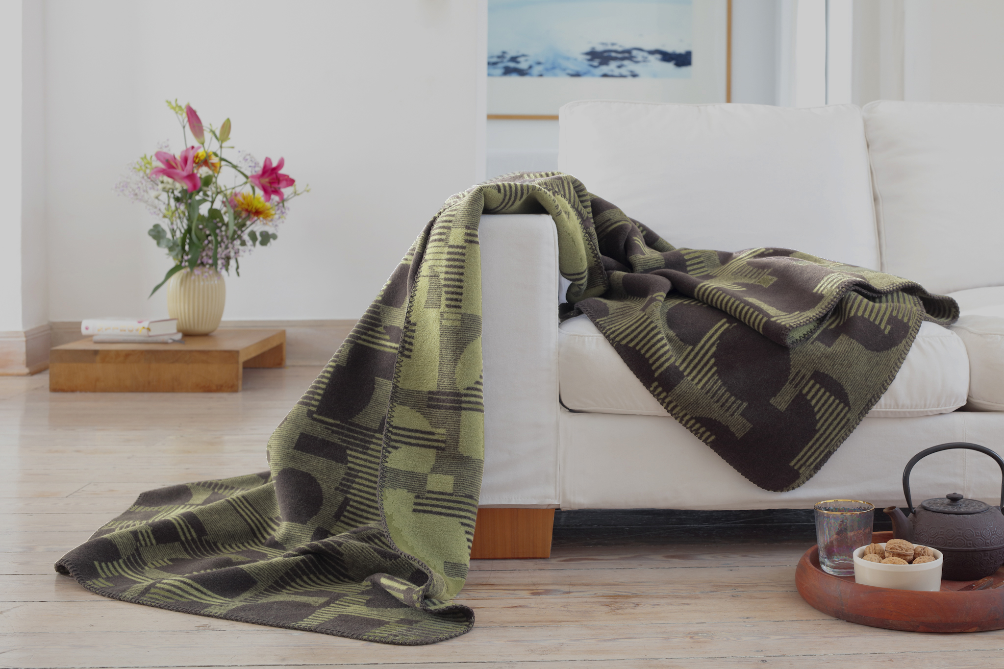 ELLE DECORATION Kuscheldecke GEO Green