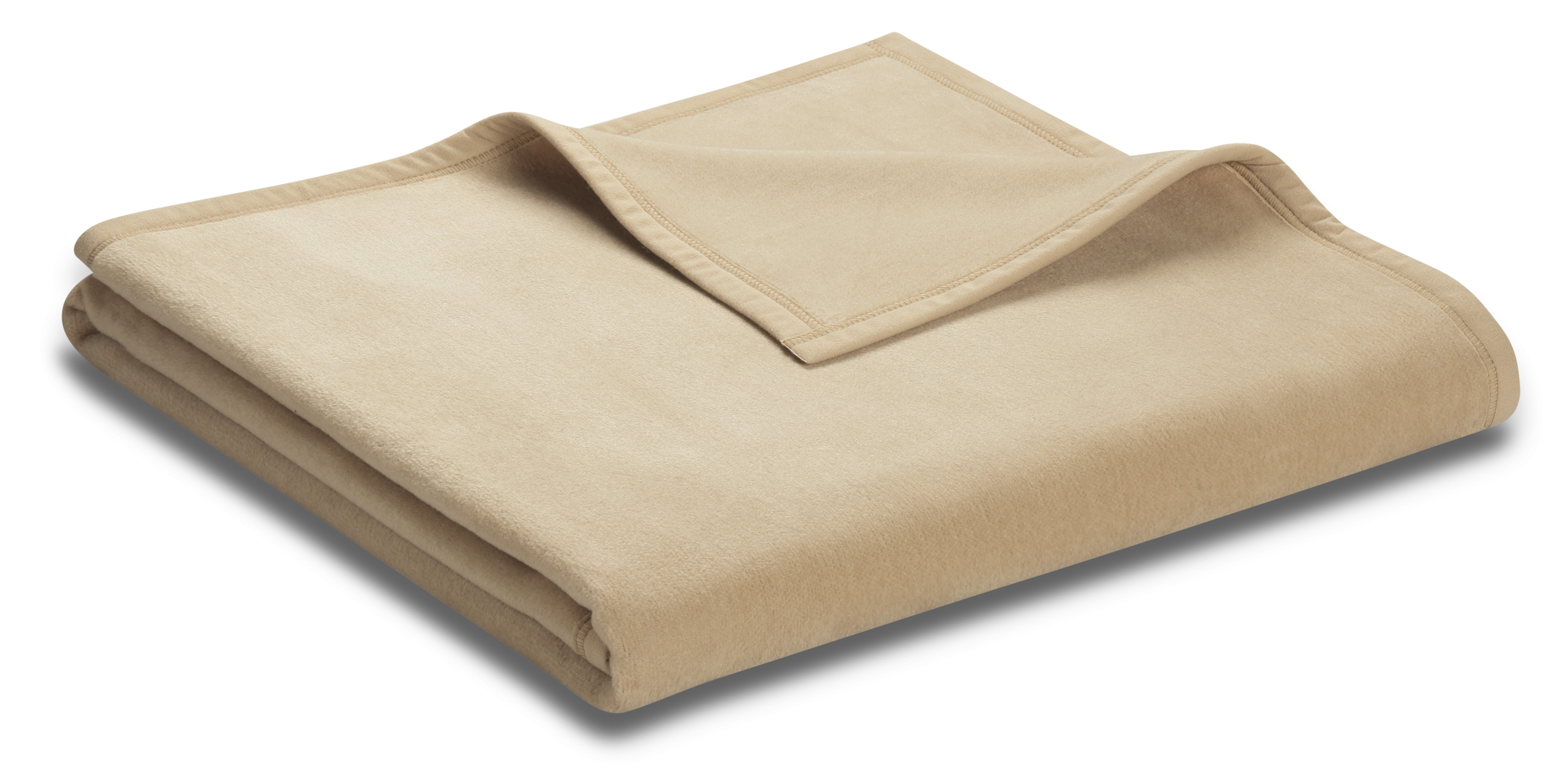 Einfarbige Wohndecke "Uno Cotton" aus Baumwollmischgewebe in Oasis/ Beige