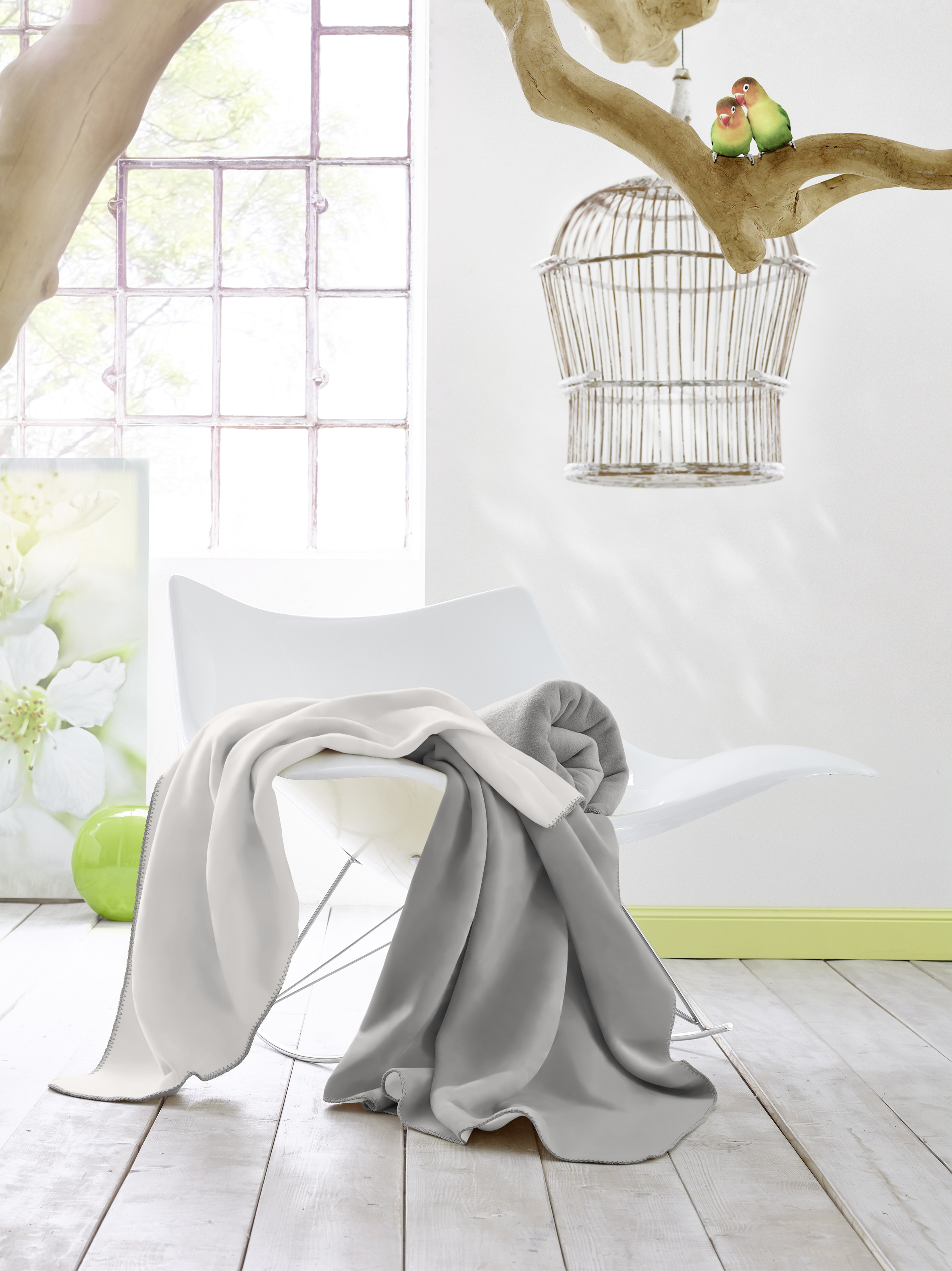 Schlichte Wohndecke "Duo Cotton" aus Baumwollmischgewebe in 150x200 cm in Graphit-Rauch - Milieu