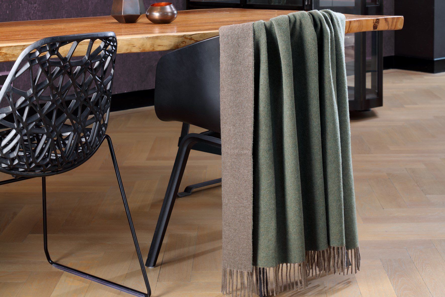 Biederlack Kaschmirplaid green-brown