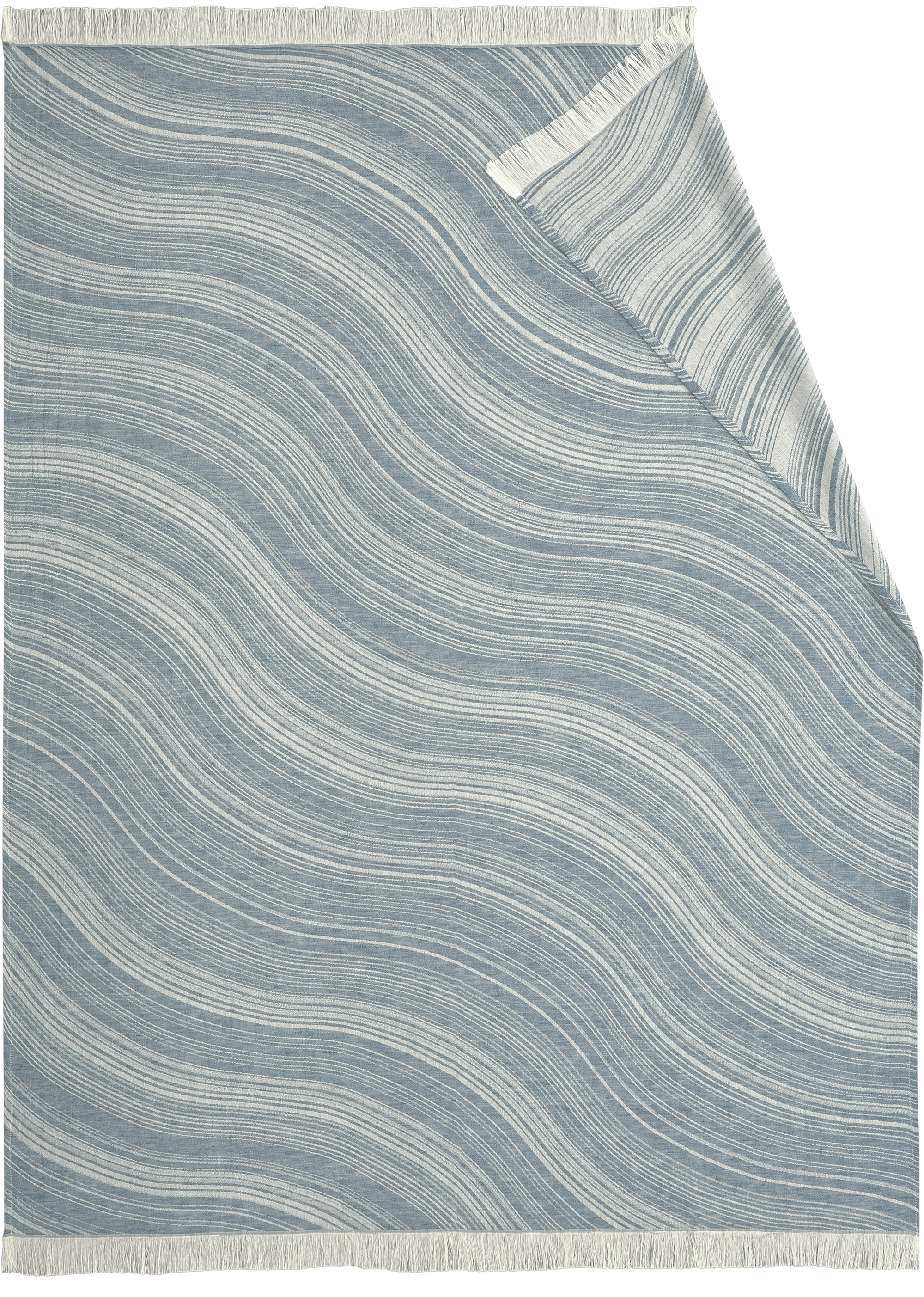 Fransenplaid Drift blue Freisteller glatt