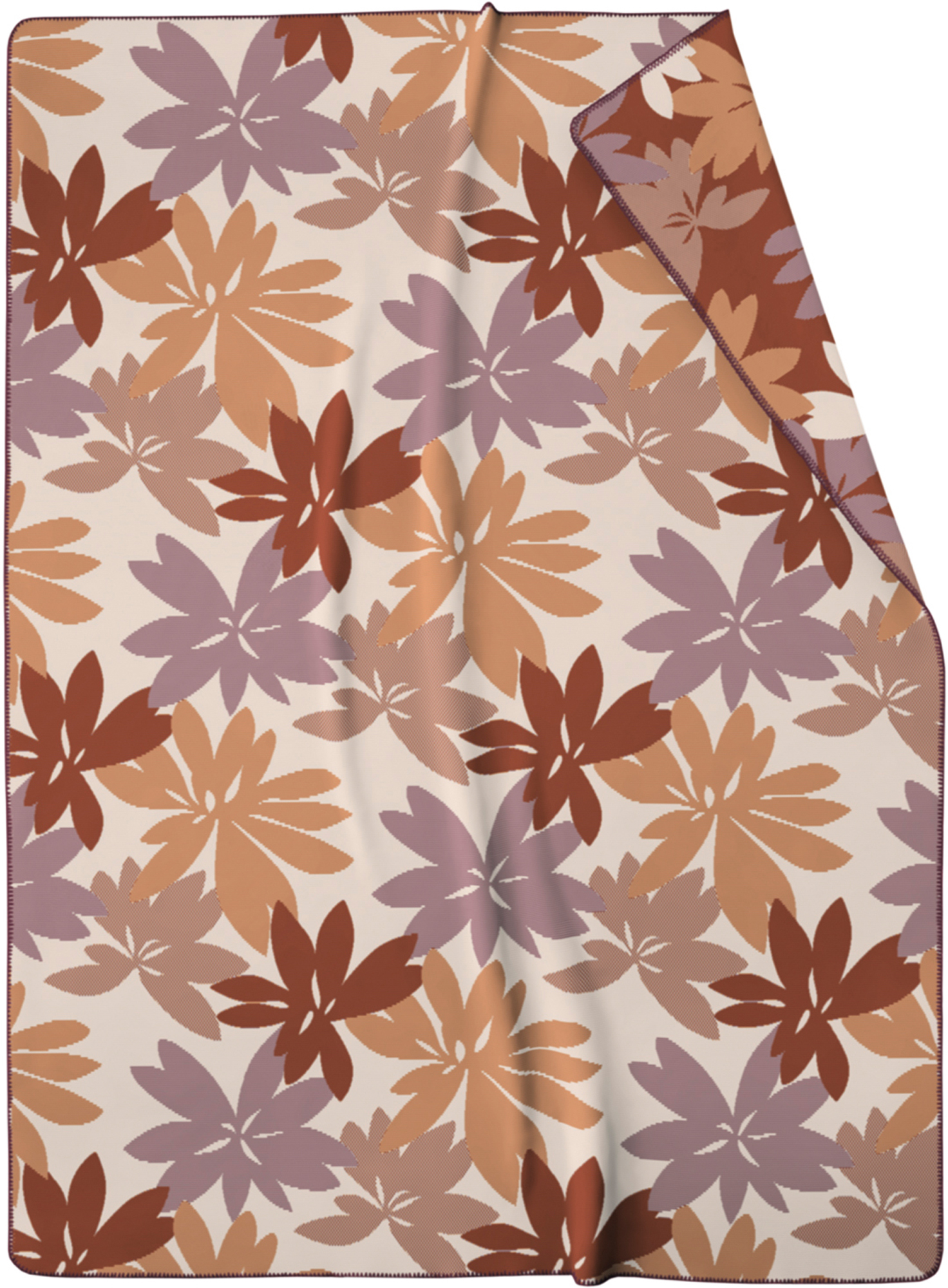 Kuscheldecke Plumeria Wine Freisteller mit umgelegter Ecke