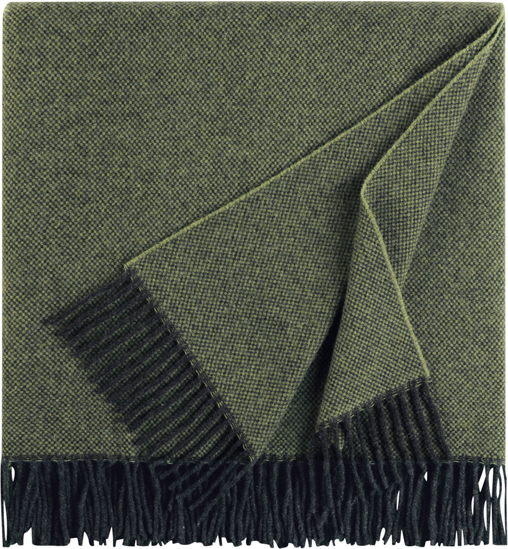 ELLE Decoration Kaschmirplaid "Gambit Olive" aus Wolle und Kaschmir  - Päckchen