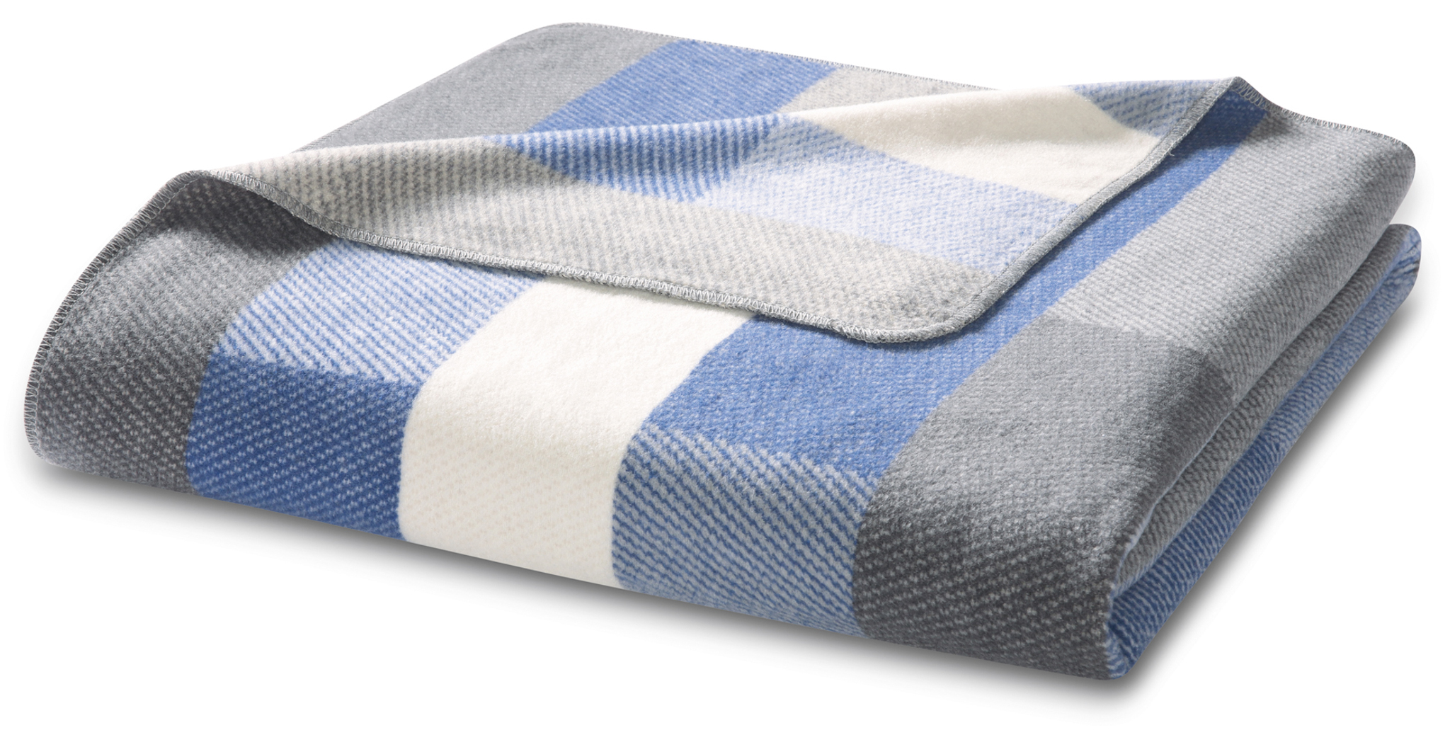 Blau karierte Kuscheldecke aus Recycling-Garn - Päckchen