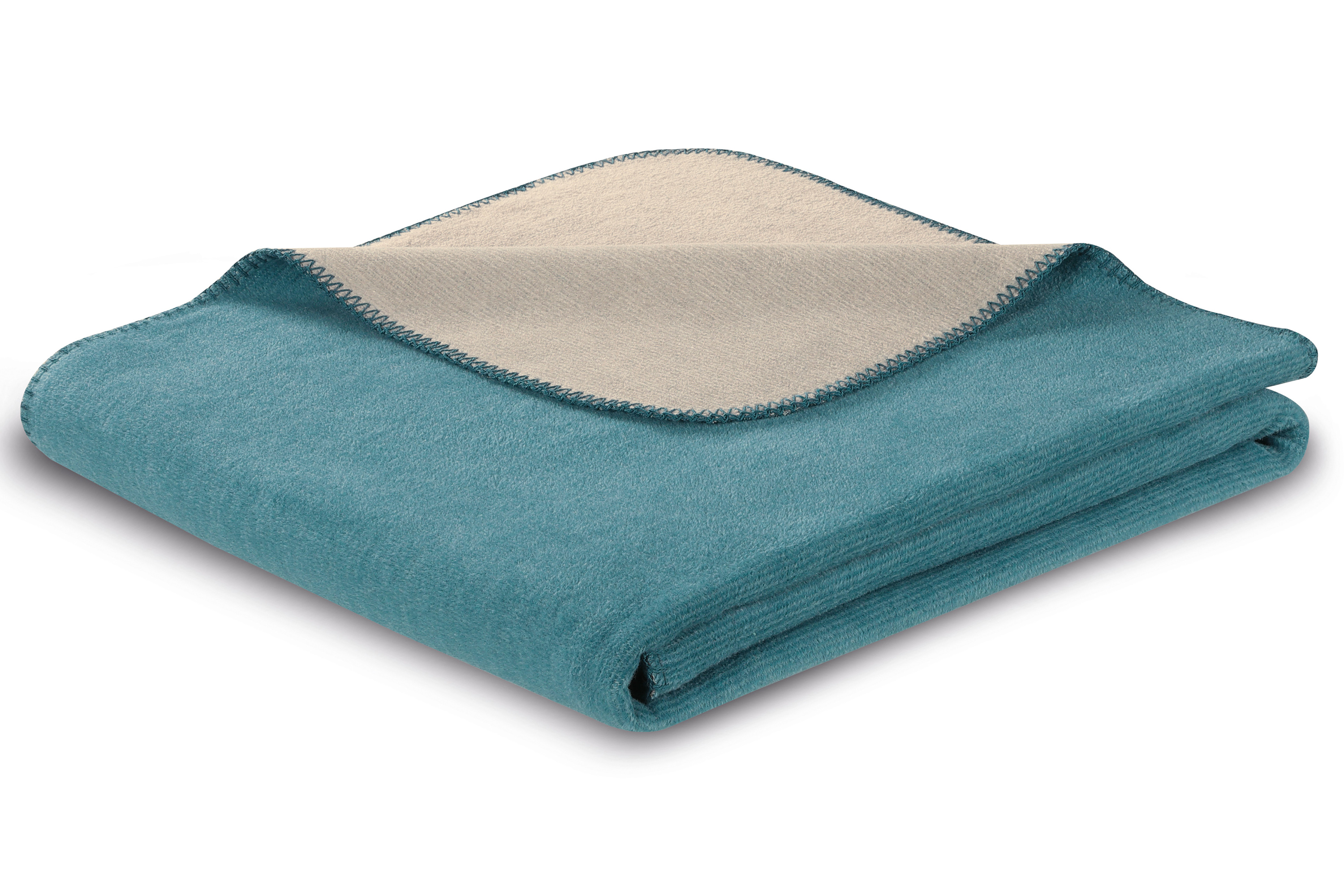 Wohndecke Duo Cotton Melange teal-stone Päckchenbild