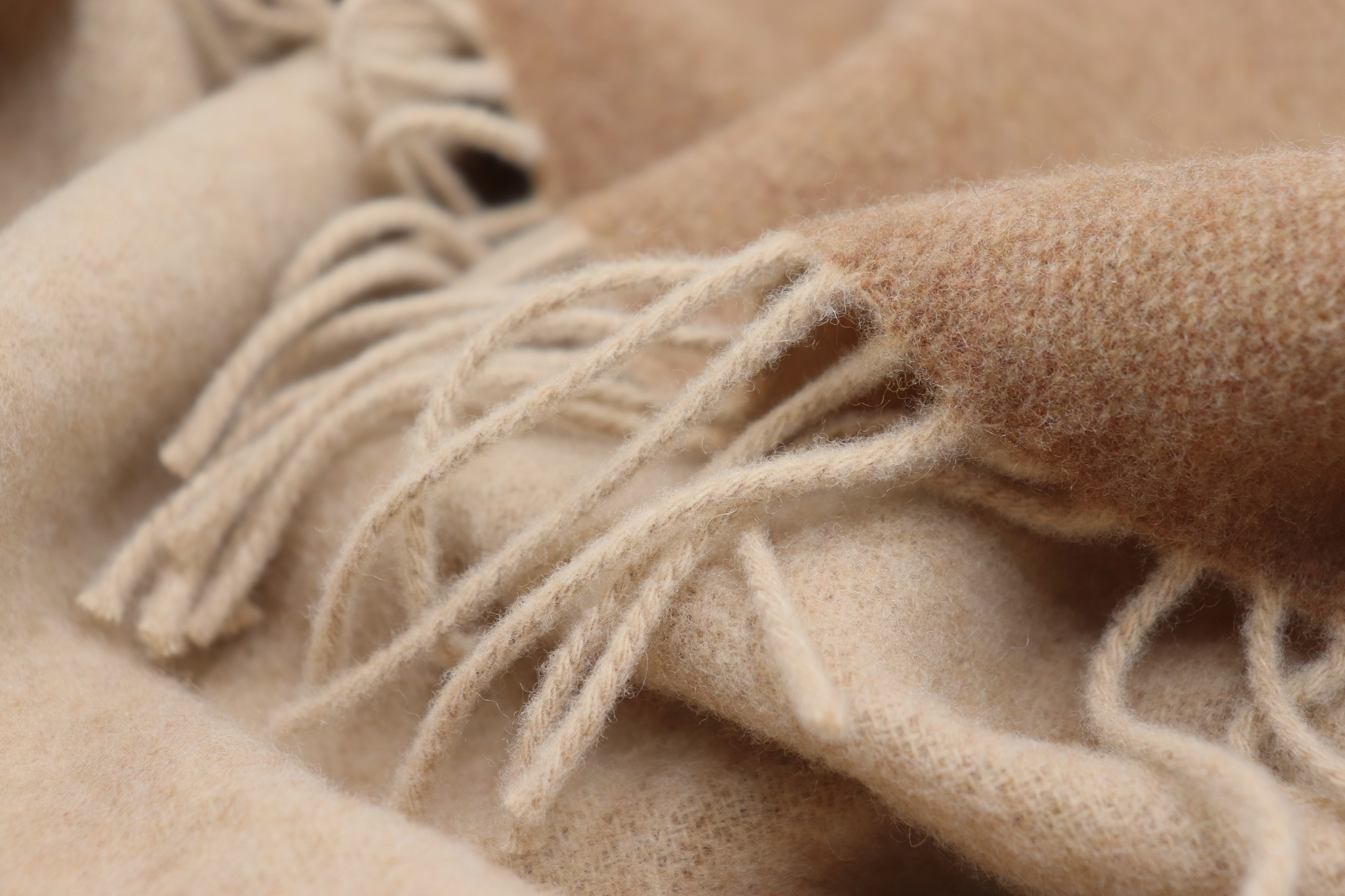 Kaschmirplaid camel-beige Nahaufnahme Flor