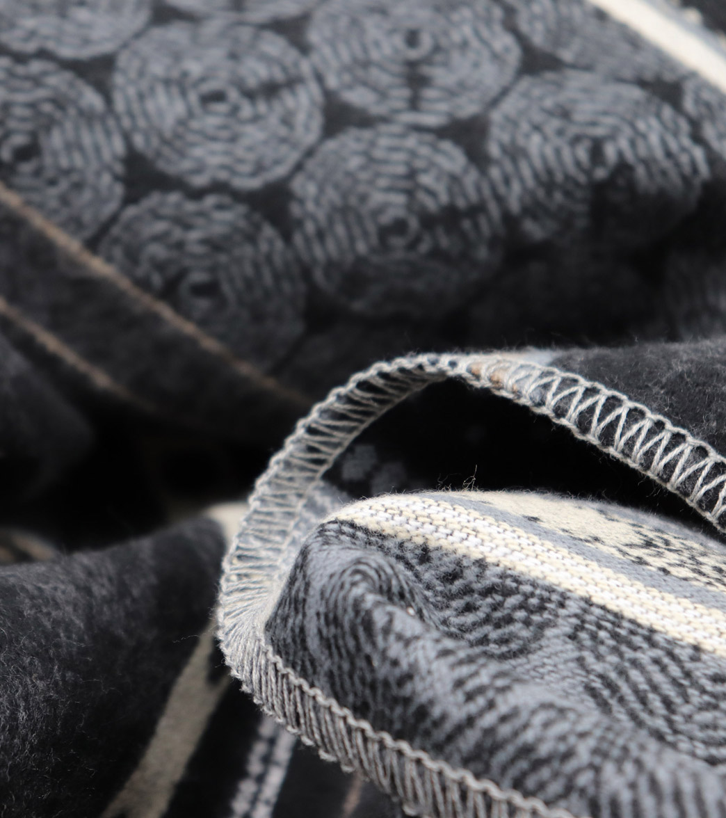 Detailaufnahme Kuscheldecke im Ethno Stil