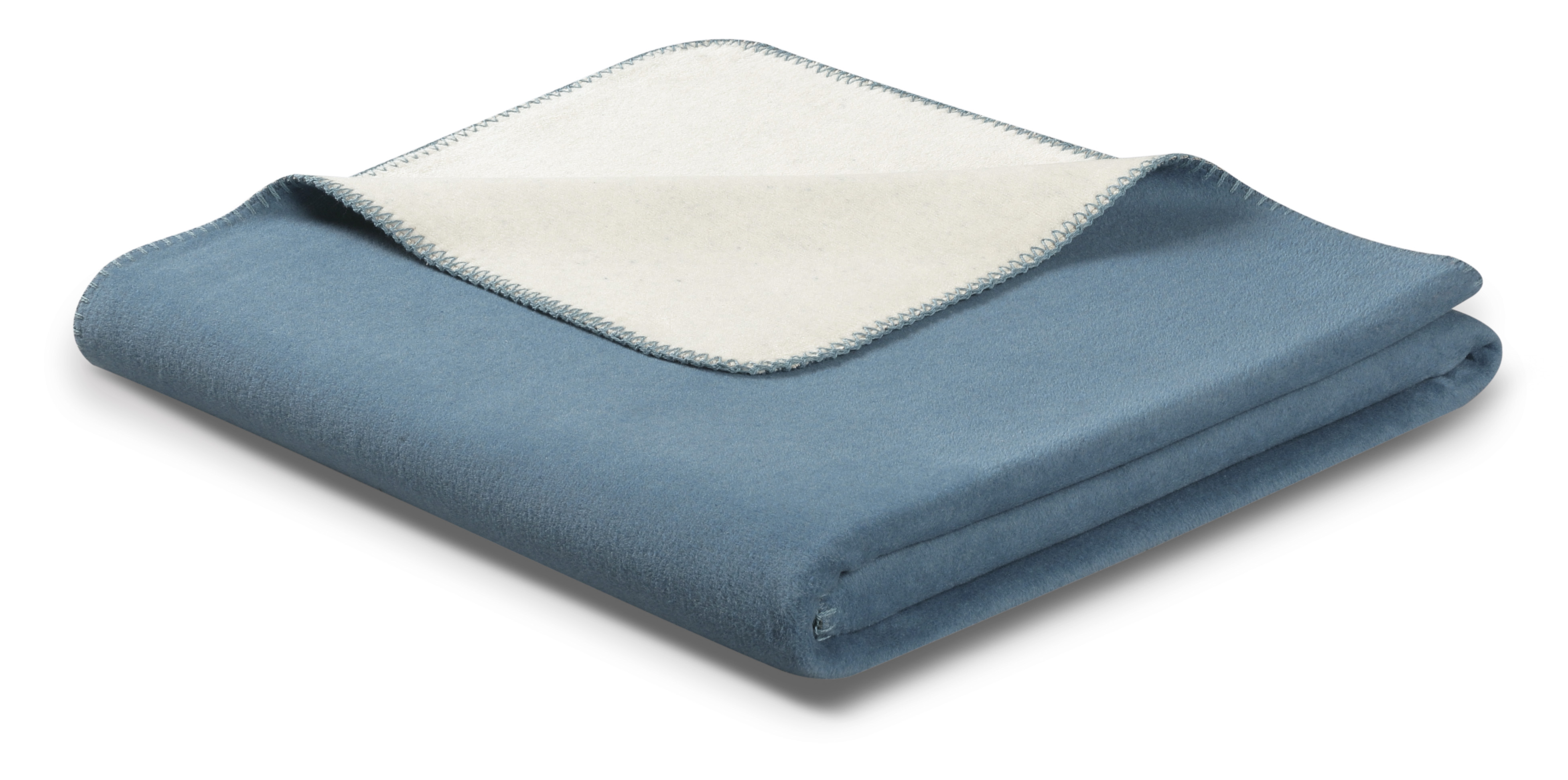 Schlichte Wohndecke "Duo Cotton" aus Baumwollmischgewebe in 150x200 cm in Blue Heaven - Ecru